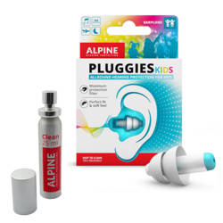 Earplugs for children + cleaning fluid set Alpine